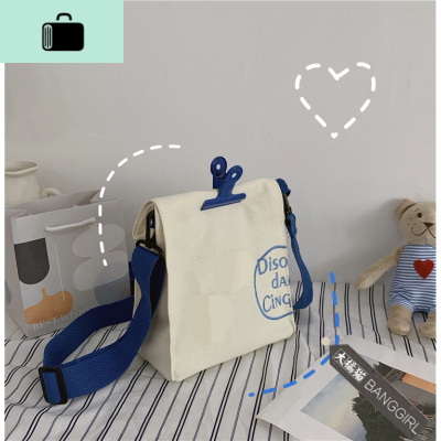 韩国INS复古百搭学生帆布包原宿港风ulzzang少女斜挎包个性单肩包NEW LAKE