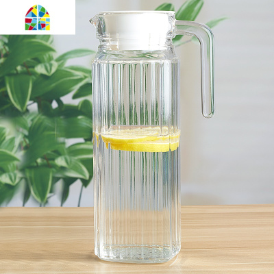 冷水壶玻璃凉水壶瓶大容量泡茶壶家用耐热凉白开鸭嘴壶水杯套装 FENGHOU 1鸭嘴壶+6只钻石杯+沥水架(绿)