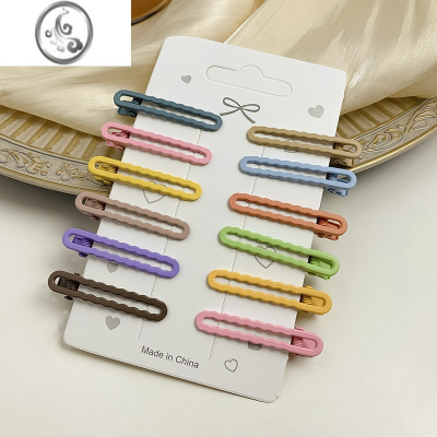 JiMi气质鸭嘴夹镂空爱心发夹银色简约侧边刘海夹子一字夹网红百搭发卡