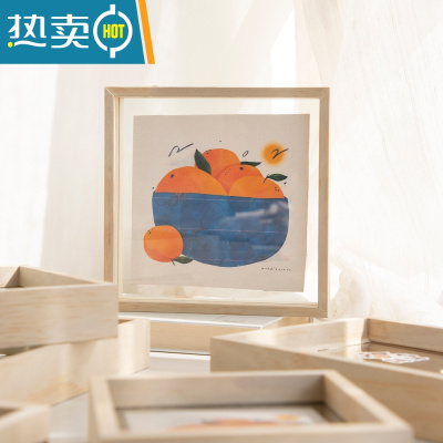 敬平实木创意双面玻璃植物标本相框原木色立体画框透明木质相框定制 白木色 正方形4寸[内径10.2*10.2]