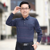 秋季男士长袖T恤薄款中年男士翻领商务休闲polo衫T恤爸爸装秋装_833