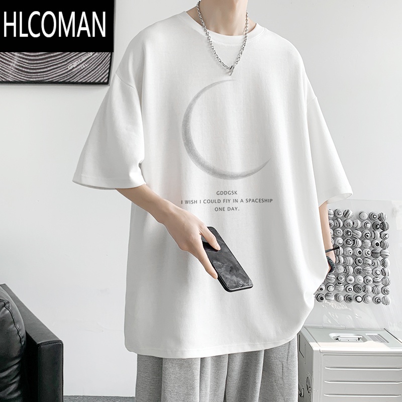 HLCOMAN300G夏季印花短袖T恤男大码打底衫圆领半袖情侣体恤潮流