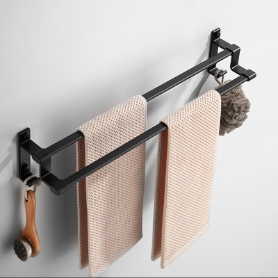 闪电客毛巾架太空铝免打孔毛巾架毛巾杆卫生间二层挂架厕所三层挂杆