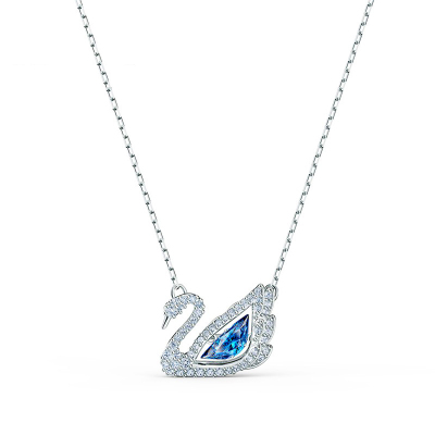 SWAROVSKI 施华洛世奇DAZZLING SWAN蓝色天鹅人造仿水晶项链女锁骨链吊坠5533397 礼物女轻奢饰品 蓝色
