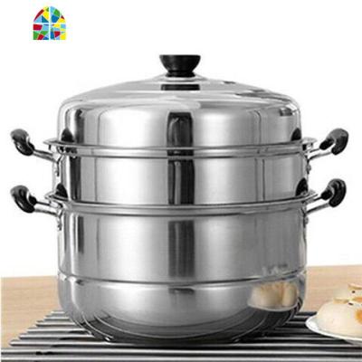 不锈钢蒸锅加厚家用电磁炉汤锅具蒸格蒸笼馒头3层二2双层多层 FENGHOU 12.5cm二层加厚 .