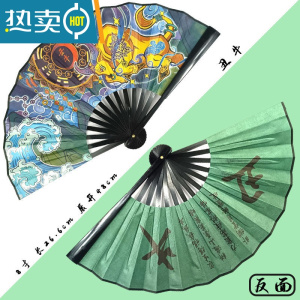 XIANCAI卡通国潮扇子古风折扇中国风十二生肖绢布扇子夏季网红酒吧蹦迪扇 生肖扇-丑牛[8寸塑料绢面生肖扇]