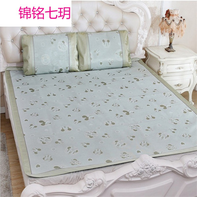 锦铭七玥厂016夏高档水洗冰丝席印花冰丝席三件套儿童卡通米奇凉席