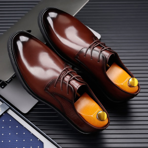 布洛克男鞋真皮透气英伦风特大码商务休闲鞋正装皮鞋男士新郎婚鞋