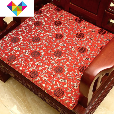 定做红木沙发坐垫套防滑坐垫实木椅垫四季新中式客厅海绵垫可拆洗石榴花单人位55*60cm御蓝锦