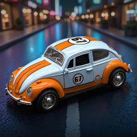 复古海湾甲壳虫老爷车合金车模摆件可开门声光儿童玩具车男孩3750
