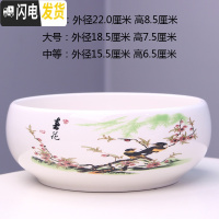 三维工匠无孔大号铜钱花盆 陶瓷 中国风绿萝碗睡莲水培植物水仙花盆 水培.春花 中等花盆容器