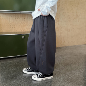 童酷男童冬季新款时尚字母印花宝宝休闲裤拼接加绒儿童卫裤潮