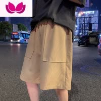 七斓夏季短裤男生宽松5分外穿运动日系复古灯芯绒ins潮牌五分休闲中裤