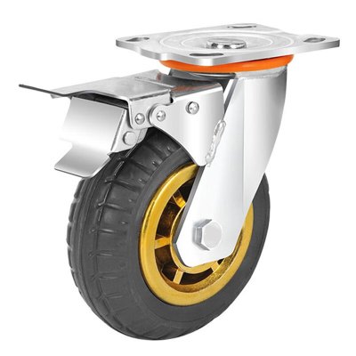 豫众诺 重型橡胶脚轮 6寸刹车轮 个