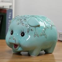 个性创意储钱罐陶瓷金猪抖音存钱储蓄罐大码超大摆件儿童生日 三维工匠 特小白色+玫瑰金特小12*8*8