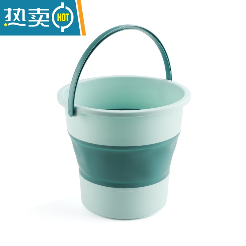 敬平折叠桶便携式水桶旅行洗车载钓鱼桶可家用大小号伸缩洗澡加厚塑料 绿色 大号
