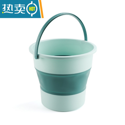 敬平折叠桶便携式水桶旅行洗车载钓鱼桶可家用大小号伸缩洗澡加厚塑料 绿色 大号