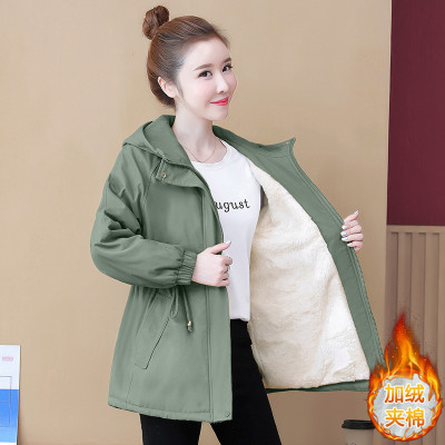 FISHBASKET中长款风衣外套女2020年时尚新款加绒加厚小个子宽松休闲工装棉服风衣女