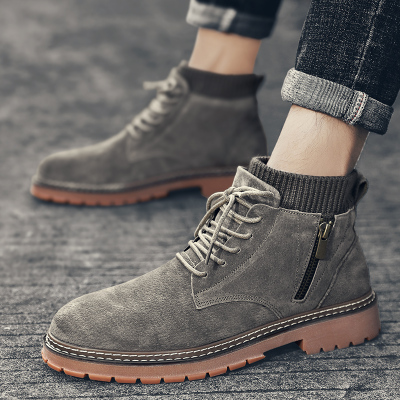 Ideamini男鞋冬季加绒保暖棉鞋马丁靴男高帮雪地靴工装靴中帮短靴皮靴潮鞋靴子