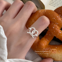 s925纯银麻花碱水结戒指开口食指戒2025新款面包指环手饰送女朋友老婆情人节七夕生日礼物