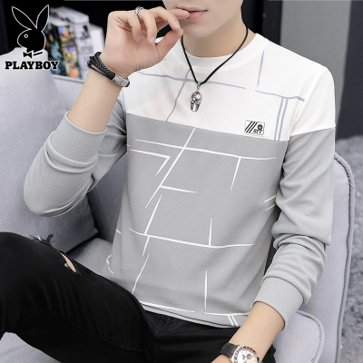 花花公子长袖t恤男士打底衫衣服秋冬季新款潮流休闲圆领卫衣男装T