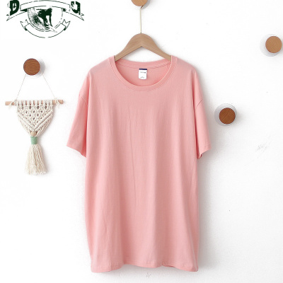 HLCOMAN睡衣女夏季棉薄款圆领短袖T恤男棉大码宽松情侣家居服可外穿