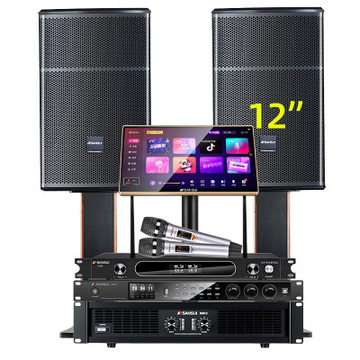 山水(SANSUI)SQ12家用电视组合功放套装唱歌商用设备音箱 SQ12专业箱+功放+效果器+U段麦+2T+低音炮