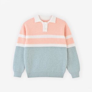 [福利]铅笔俱乐部童装女童秋装毛衣撞色小清新儿童针织衫翻领