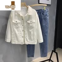 YANXU男士白色牛仔外套新款港风复古宽松夹克开衫潮牌工装痞帅上衣
