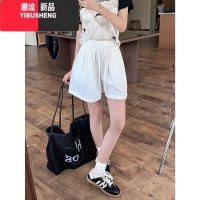 YIBUSHENG2024季新款宽松松紧腰抽绳短裤小个子显瘦阔腿裤纯色休闲裤女潮