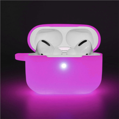 适用苹果airpods pro夜光保护套airpods 3代 液态硅胶软套蓝牙耳机超薄防摔保护壳 夜光粉色