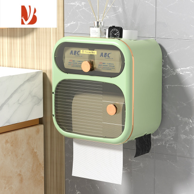 三维工匠卫生间纸巾盒免打孔防水厕所抽纸盒壁挂卫生纸置物架浴室卷纸筒架 [双层大视窗]抹茶绿