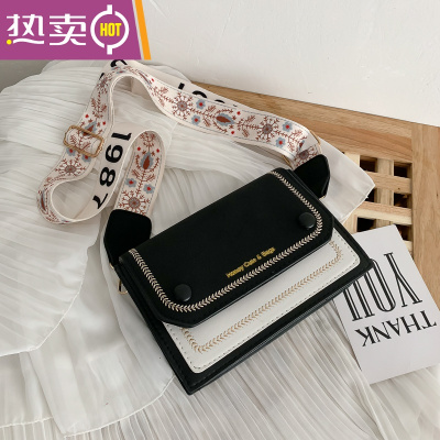 NEWLAKEins磨砂小包包韩版百搭宽肩带流行女包2019新款小方包复古斜挎包女斜挎包