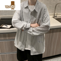 YANXU春季痞帅斯文败类衬衫男韩版潮流感宽松衬衣长袖ins条纹外套
