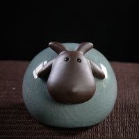 可爱十二生肖摆件小羊小牛陶瓷工艺品小动物创意客厅家居装饰摆设 三维工匠 吉祥猪