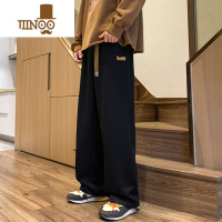 YANXU裤子男ins潮牌阔腿直筒卫裤黑色拖地宽松运动复古休闲长裤