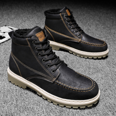Ideamini冬季新款棉靴男休闲百搭加绒保暖马丁靴韩版潮流高帮英伦风工装靴靴子
