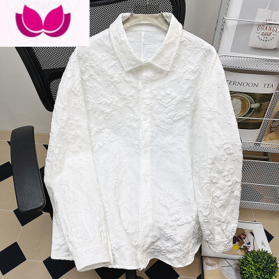 七斓日系提花长袖衬衫潮牌ins设计感痞帅外套男士宽松休闲衬衣