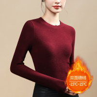 德绒打底衫女秋冬新款春秋内搭圆领加厚加绒长袖T恤洋气上衣_754