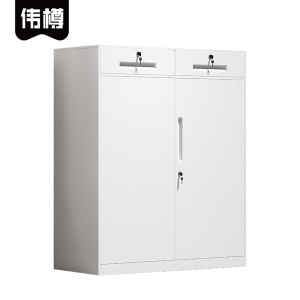 伟樽铁皮矮柜白色对开铁门二抽900*400*1090mm台