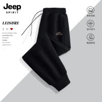 JEEP SPIRIT男士裤子黑色字母男款束脚裤2025新款秋季休闲裤男G
