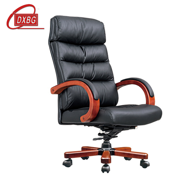 DXBG家用办公椅真皮老板电脑椅可躺商务经理靠背椅实木扶手会议椅