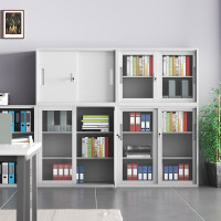 域赢文件柜办公柜储物柜资料柜钢制铁皮柜矮柜玻门移门柜900*400*760