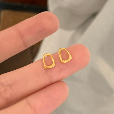 S925纯银镂空几何耳钉女新款时尚耳环通勤搭配耳饰简单经典款送女朋友老婆情人节七夕生日礼物