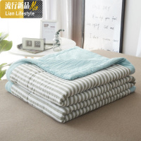 水洗棉新款夏凉被学生宿舍夏季清凉空调被简约清新双人床家用薄被 三维工匠被子