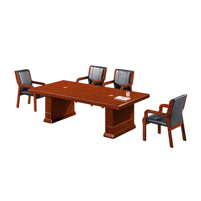 慧采云 2.4m油漆办公桌会议桌长条洽谈桌中式现代培训桌