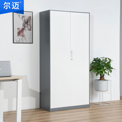 尔迈 文件柜拆装薄边办公柜钢制铁皮柜资料柜档案柜室内储物柜 灰白套色通门文件柜