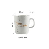 创意大理石纹陶瓷漱口杯刷牙杯子洗漱杯牙杯情侣牙刷杯浴室洗漱 三维工匠 大理石黑色金纹(单杯)