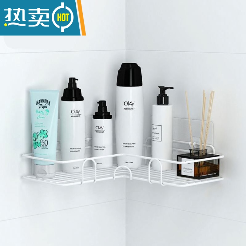 敬平肥皂盒洗漱台置物架壁挂沥水免打孔卫生间浴室厕所墙上厨房架子置 白色大号三角架子-1个