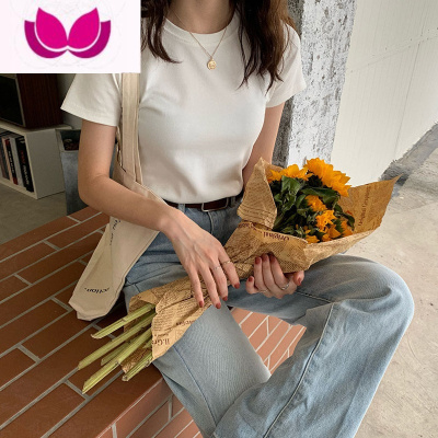 七斓红色短袖T恤女装春季2023新款小个子修身打底白T网红内搭上衣